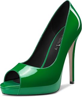 Womens Platform Pumps Peep Open Toe Slip On Stiletto High Heel Patent Dress Shoes Bridal Wedding Office 5 Inch