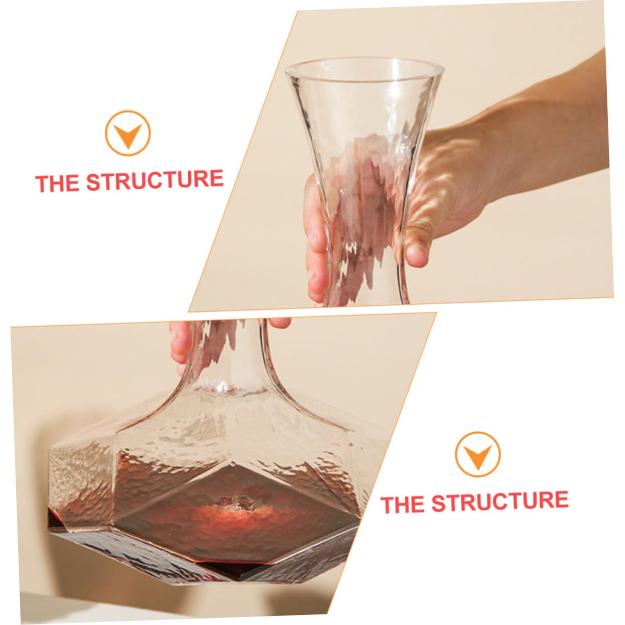 Cabilock Decanter Per Vino in Vetro Creativo a Bocca Inclinata, Contenitore Geometrico Trasparente Lucido e Stabile, Per Ristoranti, Bar e Uso Domestico