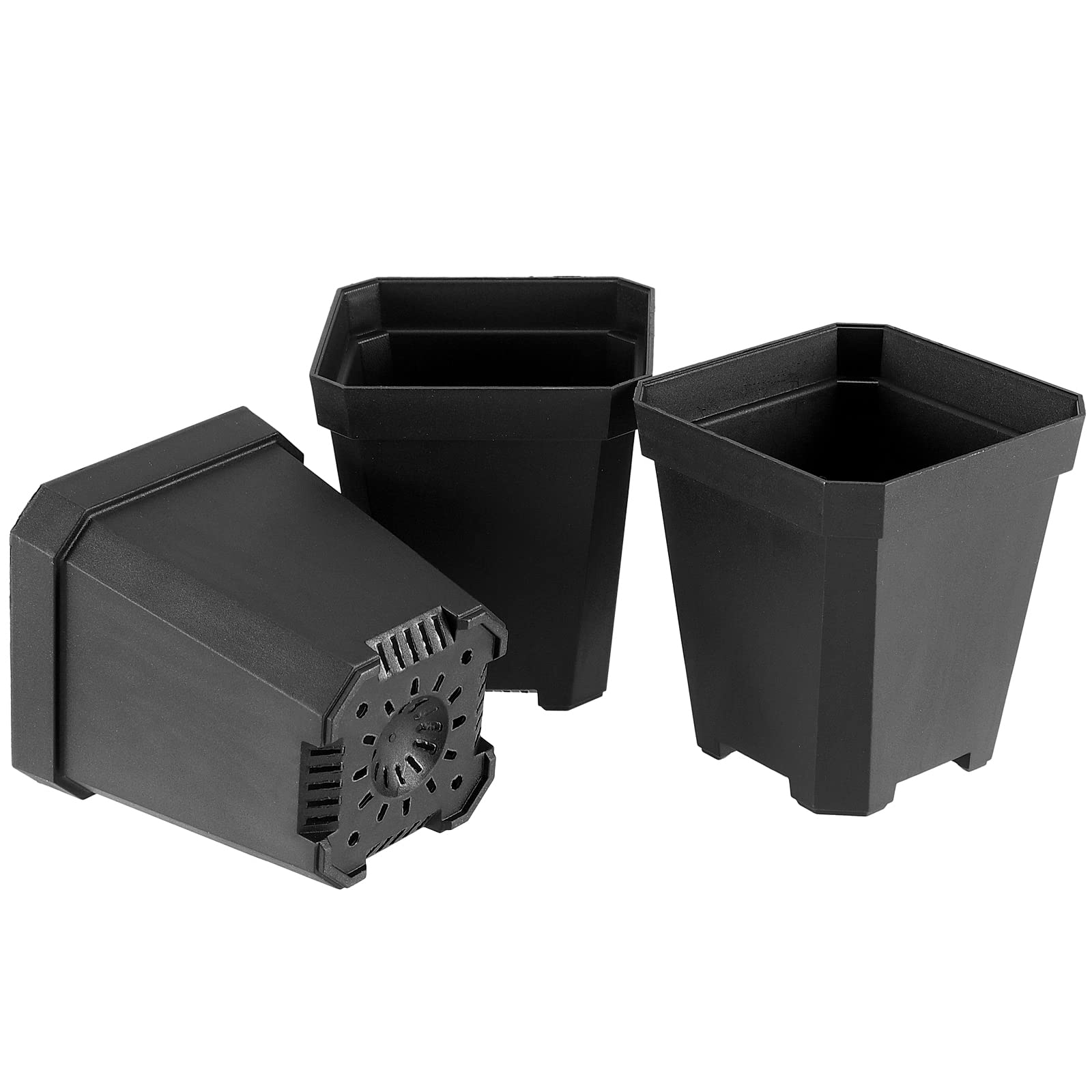 JOIKIT Lot de 120 pots de fleurs carrés en plastique avec trou de drainage, pour intérieur, extérieur, jardin, bureau, balcon - Noir - 7,6 cm