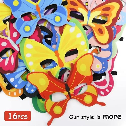 16 Pieces Butterfly Felt Masks Party Favor For Kids, Butterfly Theme Cosplay Masks Party Supplies, Felt Costume Masks For Butterfly Birthday Party Decorations Supplies For Boys And Girls Dress Up Masks #TOP3