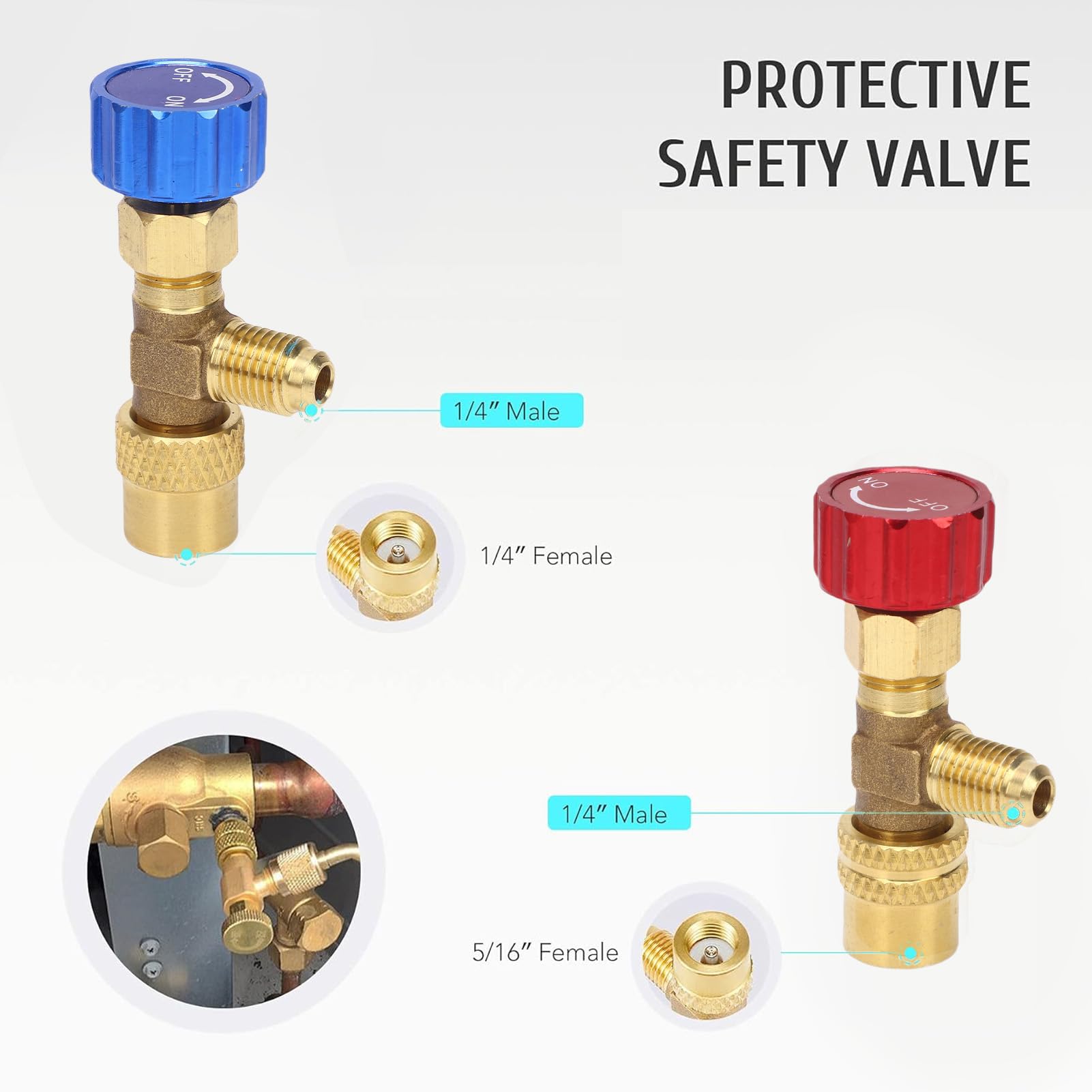 Set di Collettori HVAC a 4 Vie, Letture Accurate per Refrigeranti R32 R32 R134A R22, con Valvole R410A Meter e di Sicurezza per Uso Professionale e Domestico