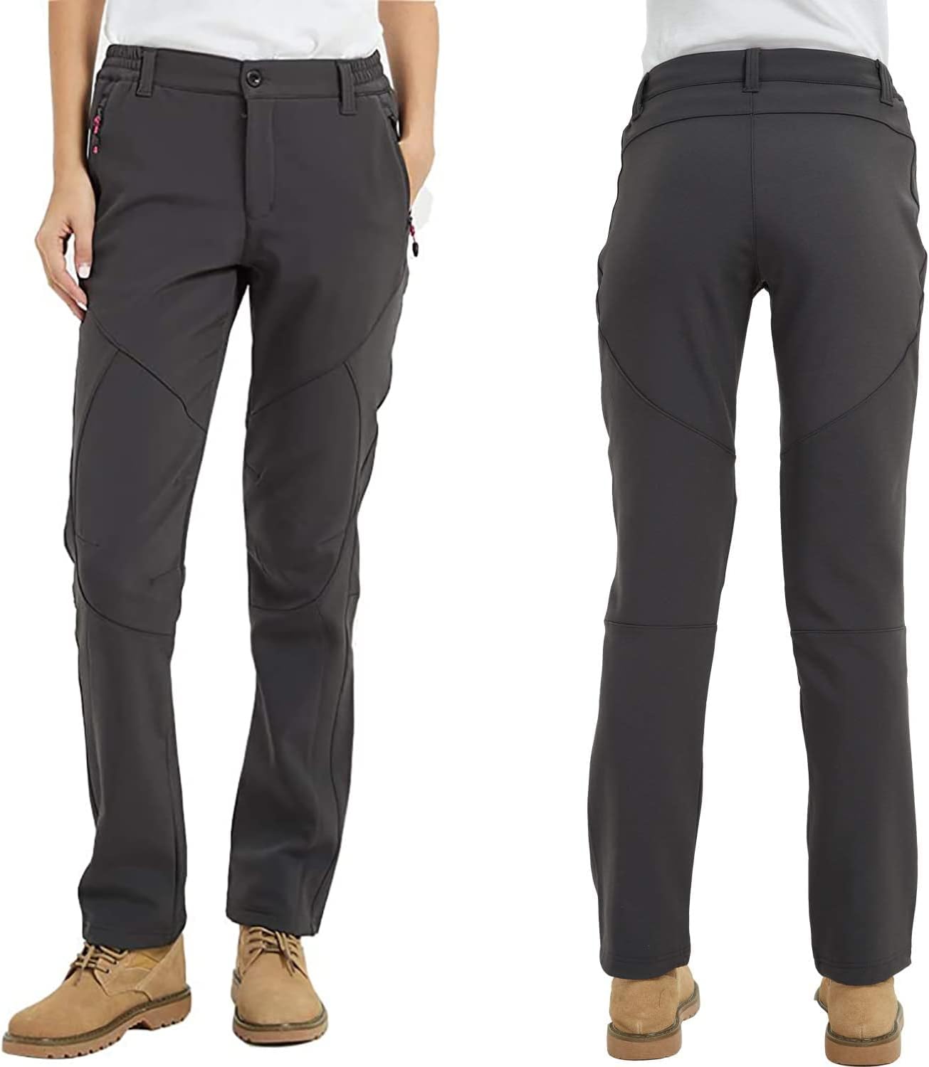 JOMLUN Women's Softshell Pants Fleece Lined Hiking Insulated Outdoor Ski Pants Waterproof Warm Trouser Winter - Image 6