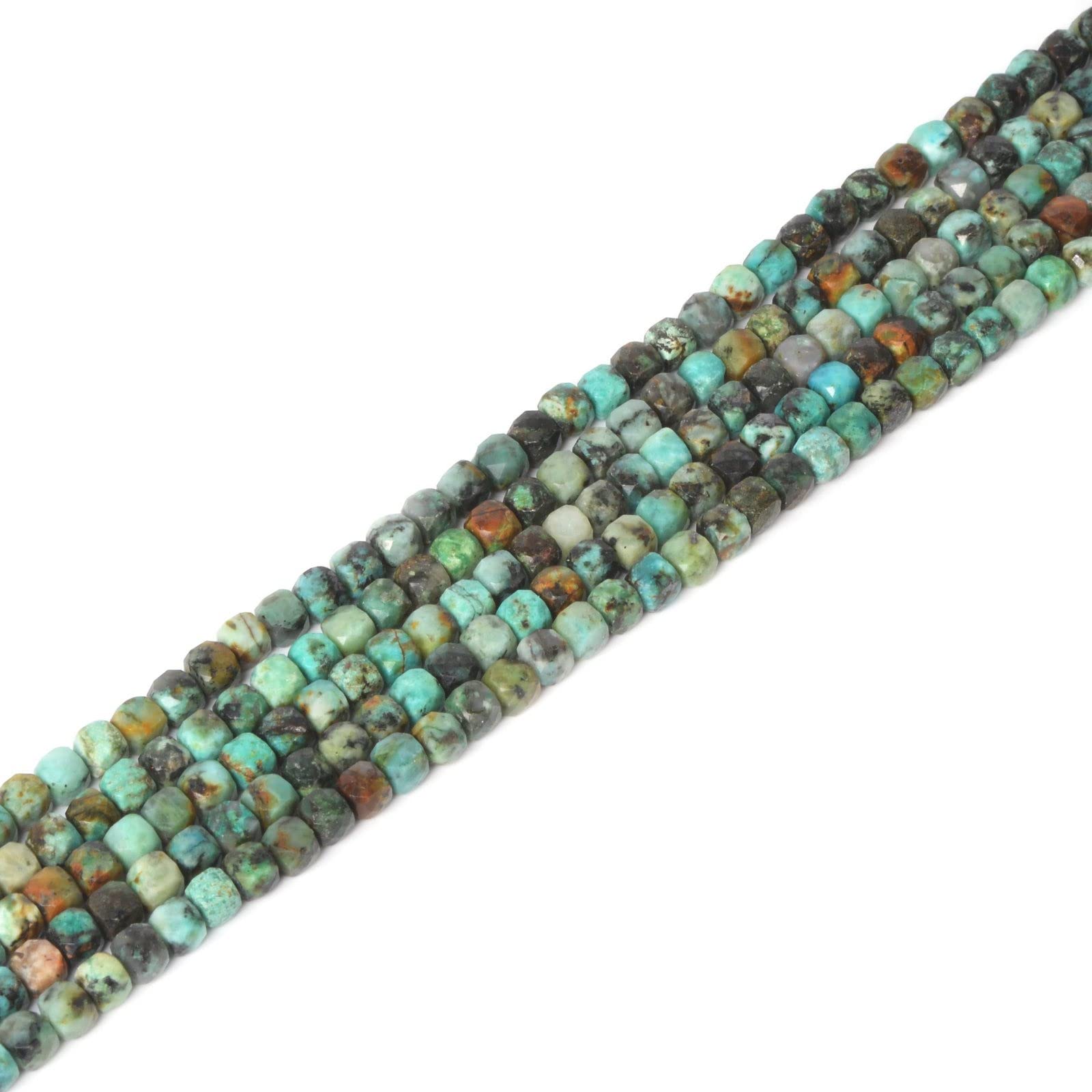 Justinstones Natural African Turquoise Gemstone 4mm Faceted Cube Square Loose Beads 16 Inch for DIY Jewelry Making Beads