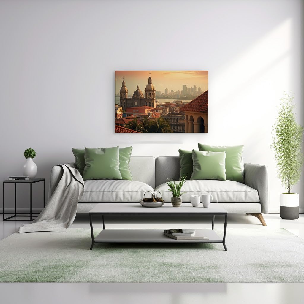 Canvas for Living room. Embracing Serenity: Mountains, Lake, and Soaring Birds Paint a Scene of Tranquil Oneness, 27 x 18 inch Canvas Wall Art - Contemporary Masterpieces - Modern Home Decor