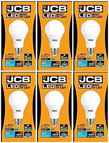 JCB LED 6 X 15 W Screw Cap GLS Daylight 6500K Lightbulb 100W Replacement ES E27 LED [Energy Class A+]