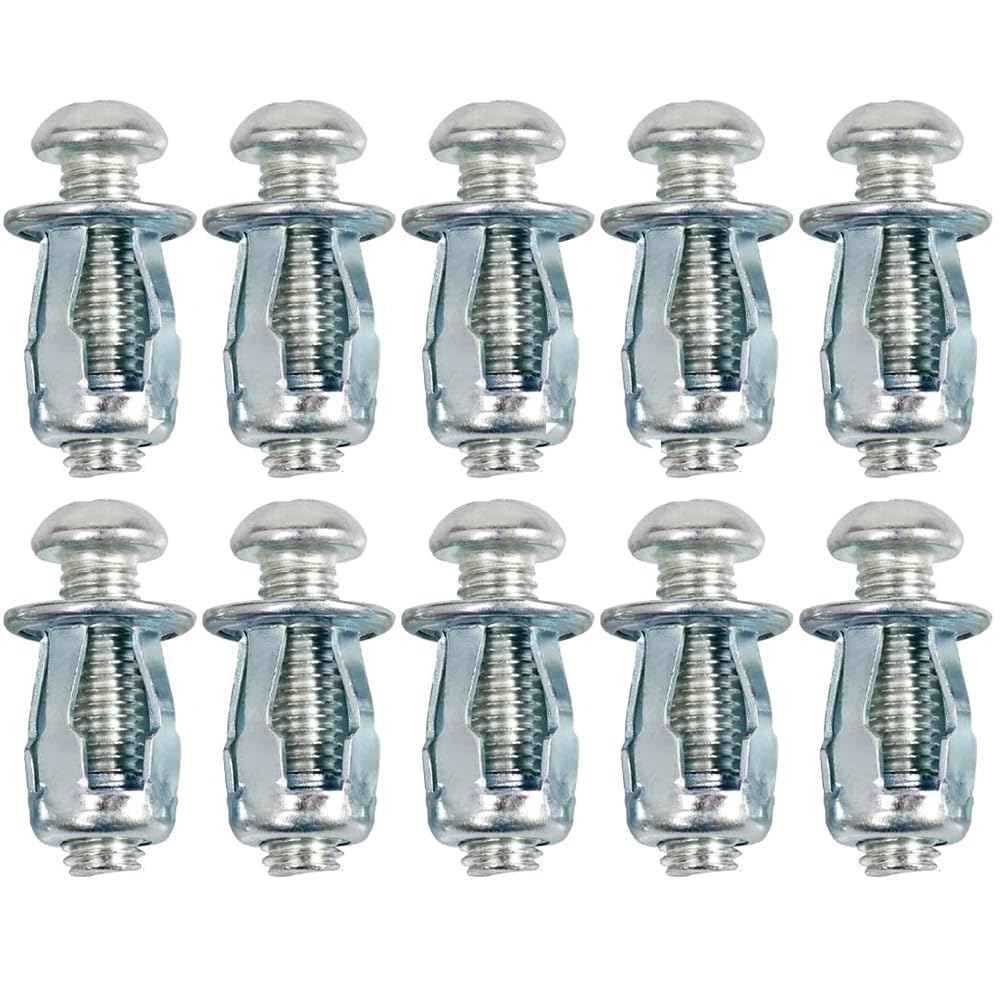 Hollow Metal Cavity Anchors, 10Pcs M4 Extra Short Hollow Wall Anchors Hollow Door Fixings for 0-5mm Door Wall Aluminium Sheet Iron Sheet Wooden Board (25mm)