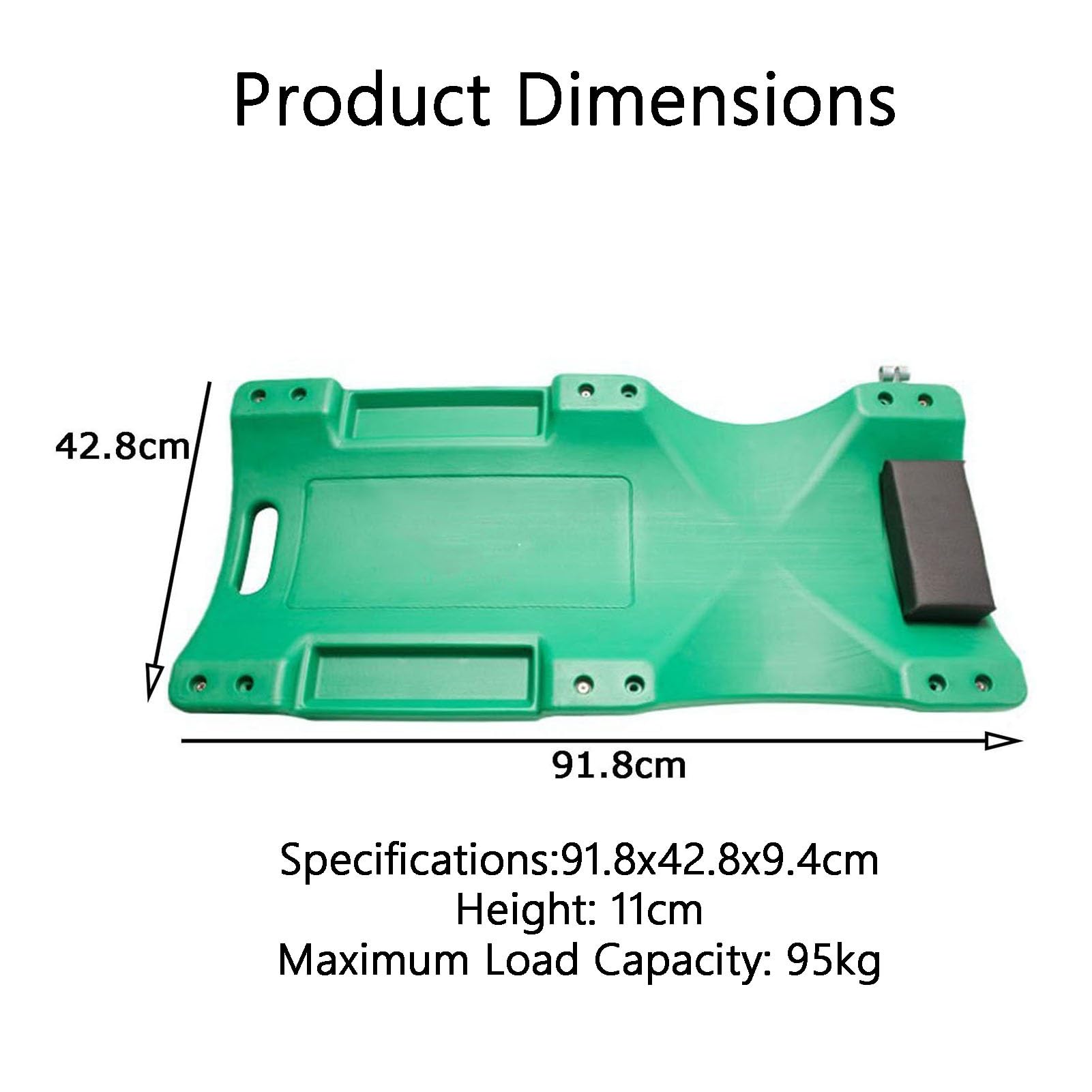 Tablero Mecánico Ergonómico, Rodante Debajo Del Automóvil De Perfil Bajo, Plástico For Garaje/tienda, Con Reposacabezas Acolchado Y 2 Bandejas Herramientas, Capacidad 330 Libras(Red,91.8x42.8x11cm)