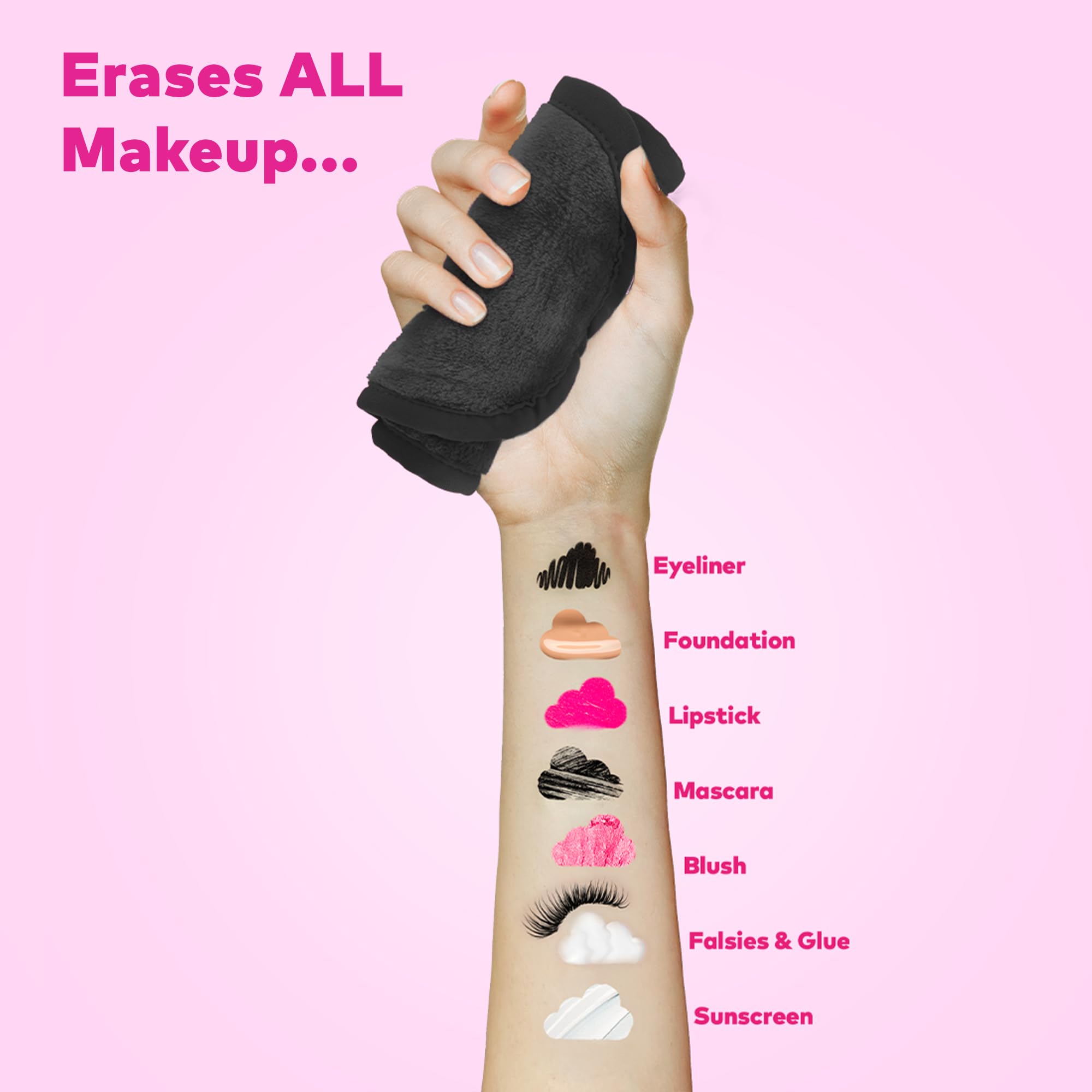 The Original  Mini Pro, borra todo el maquillaje con solo agua, incluyendo rímel impermeable, delineador de ojos, base, lápiz labial, protector solar y mucho más. Negro elegante, 1 unidad 2