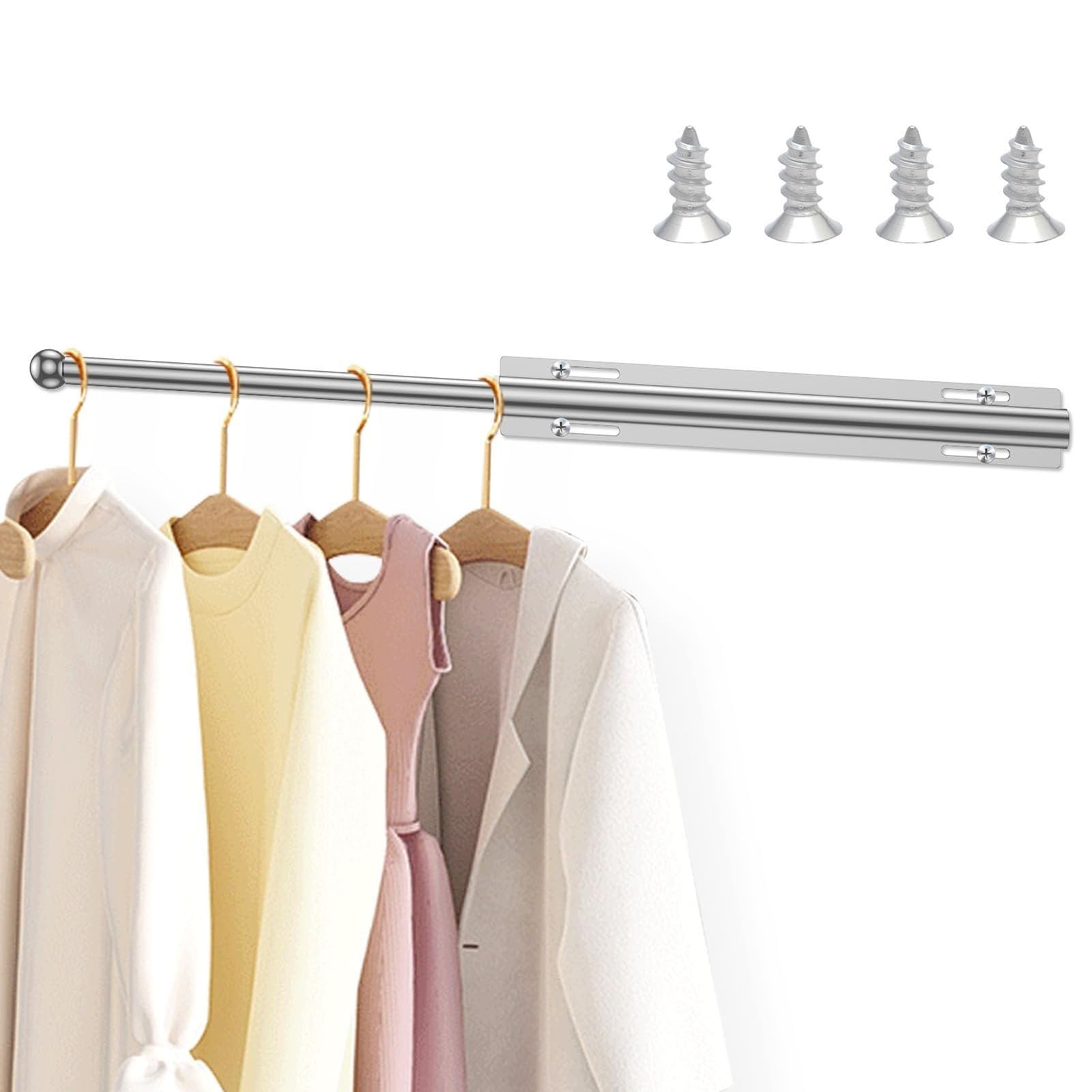 Valet Rod for Closet Pull Out, Retractable Closet Valet Rod Slide Out with Screws for Hanging Clothes Suits and Freshly Pressed Items(White)