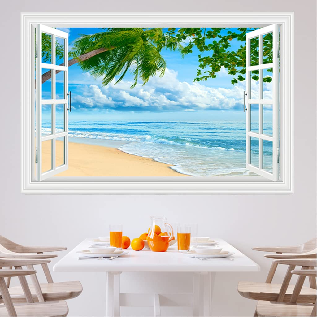 Amazon.co.jp: HOTIYOK 偽窓 ステッカー ウォールステッカー 窓 海 窓