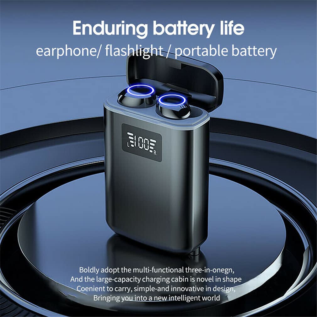 True Wireless Earbuds, Bluetooth 5.1 Auriculares Inalámbricos En La Oreja 3D Stereo Deep Bass IPX7 Auriculares Impermeables con Control Táctil para Deportes, con Estuche De Carga De 4000Mah