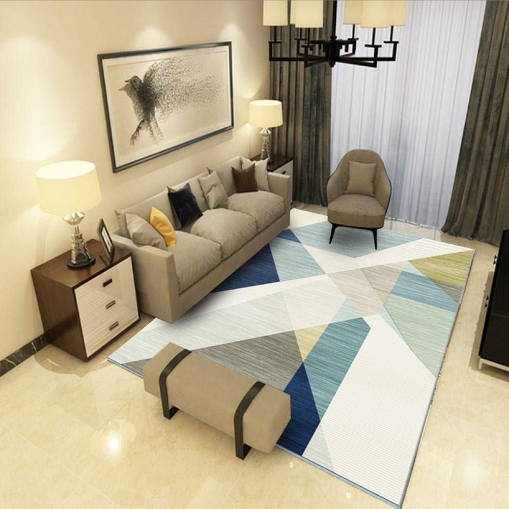 Tapis Design Moderne Bleu Blanc Grande Taille décoratifs Rug Tapete 120x180CM