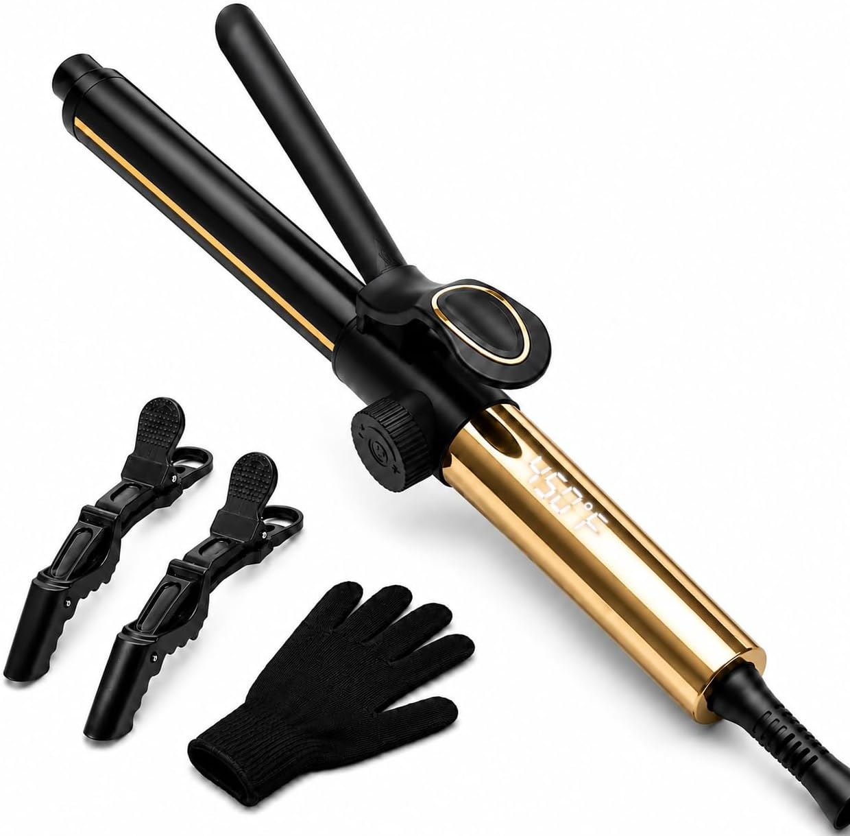 Curling Iron Wand 1 Inch Hair Curler for Short Hair & Long Hair - Ceramic Barrel Curling Wand, 30s Fast Heat, Digital 15 Heat Settings, Auto Shut Off, Dual Voltage Hair Curling Tool