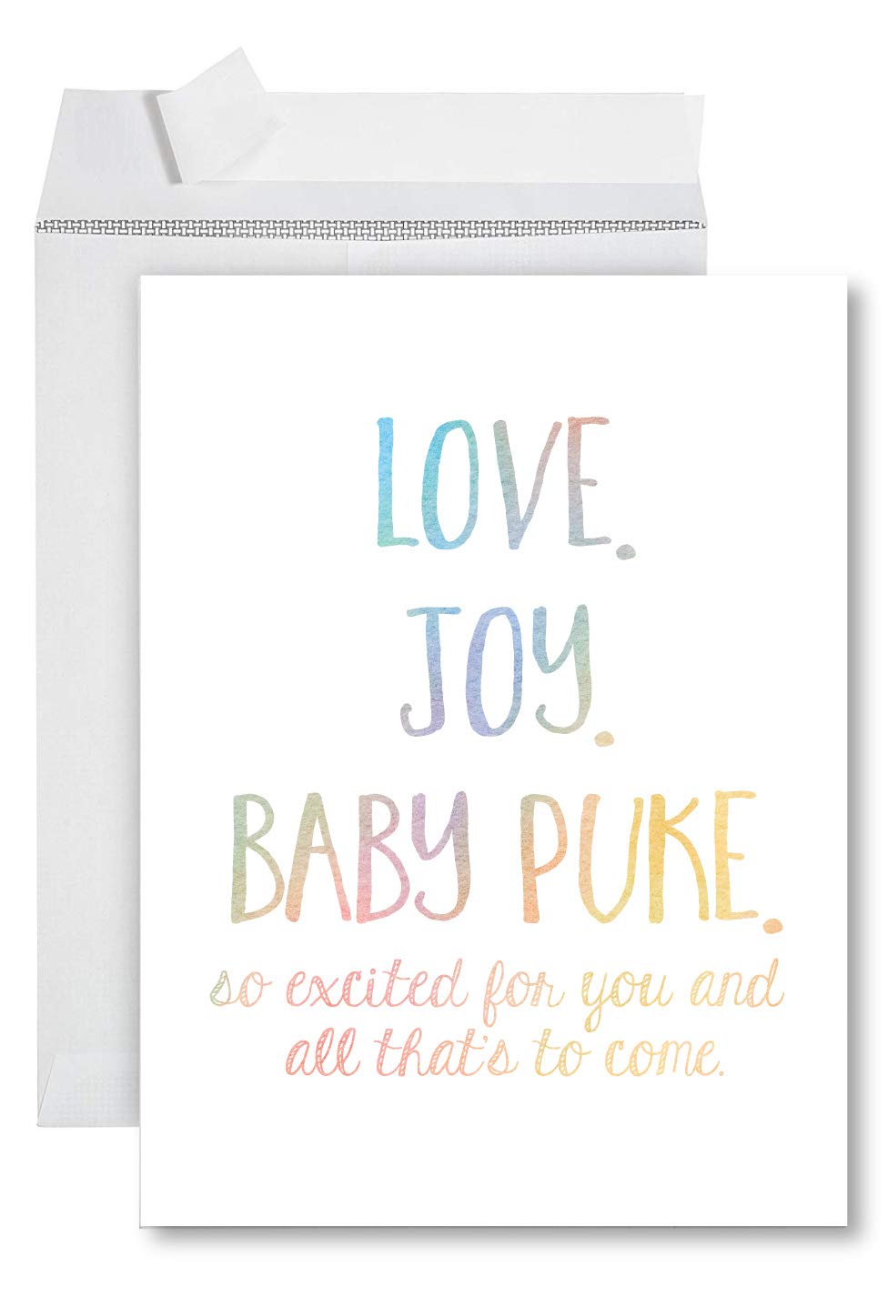 Andaz Press Funny Jumbo Baby Shower Card With Envelope 8.5 x 11 inch, Funny Greeting Card, Love, Joy, Baby Puke