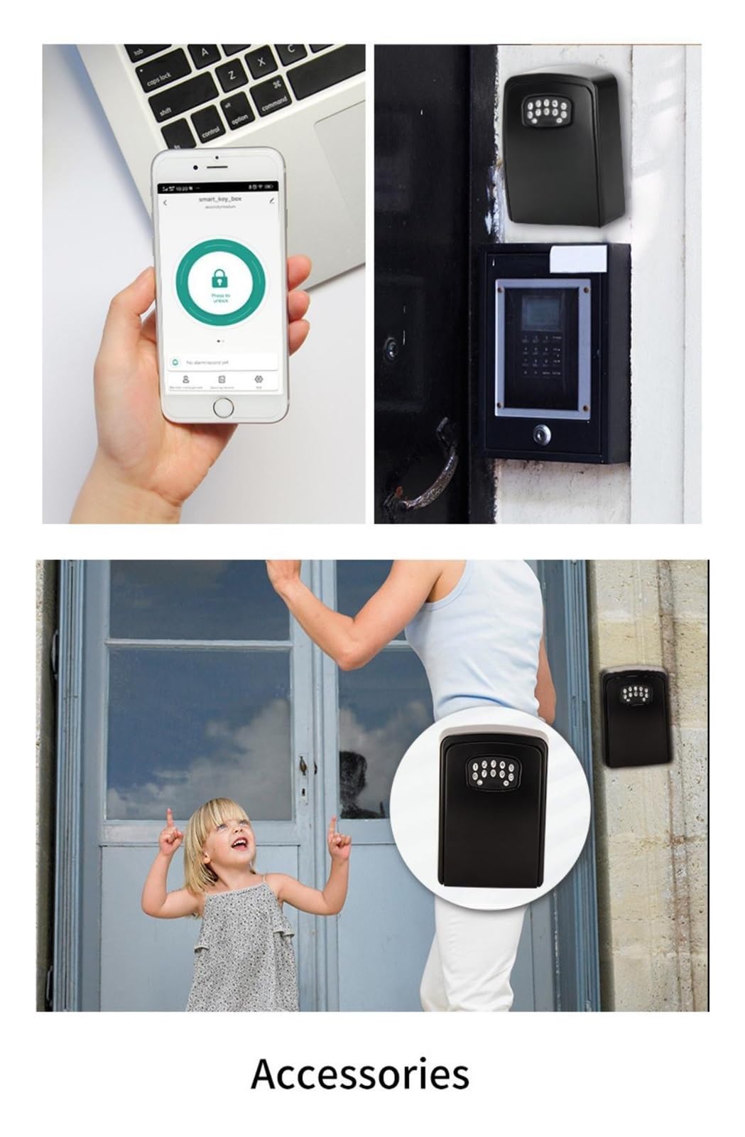 Smart Key Box portatile Resistente alle intemperie Portachiavi a parete per uso interno ed esterno Sicurezza elettronica Cassaforte per uffici di noleggio Soluzione di archiviazione chiavi
