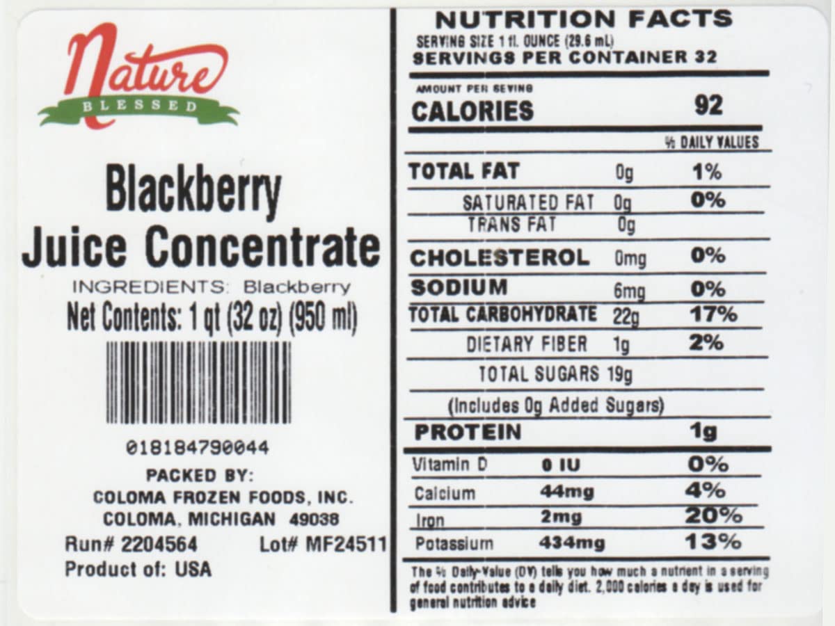 Nature Blessed 100% Blackberry Juice Concentrate - 2 Quarts (2/32 fl oz bottles), Applications: Excellent for Home Wine Making, Home Brewing, Distilling, Ale, Smoothies, Making Jelly