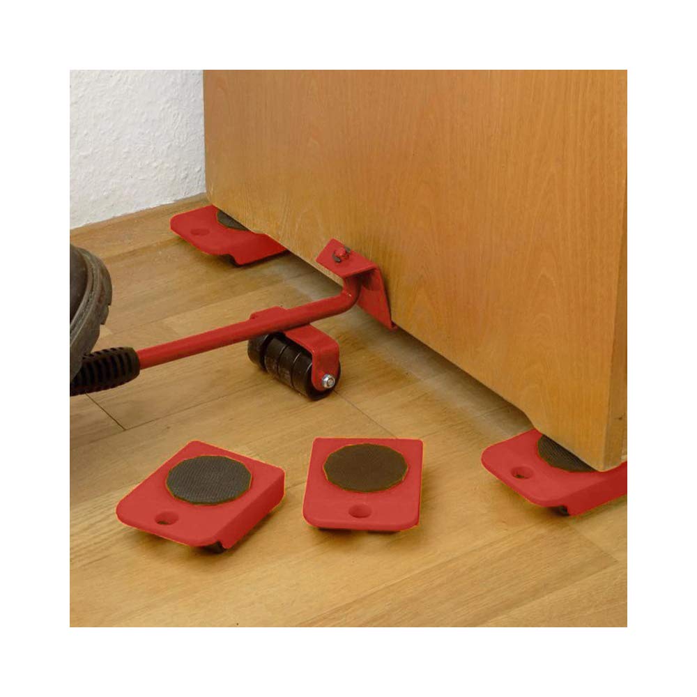 ADGO Set for Lifting, Furniture Transport, Household Appliances, Set of 5, Transport Rollers and Lift, Maximum Load up to 150 kg, Red, 1 Piece 3