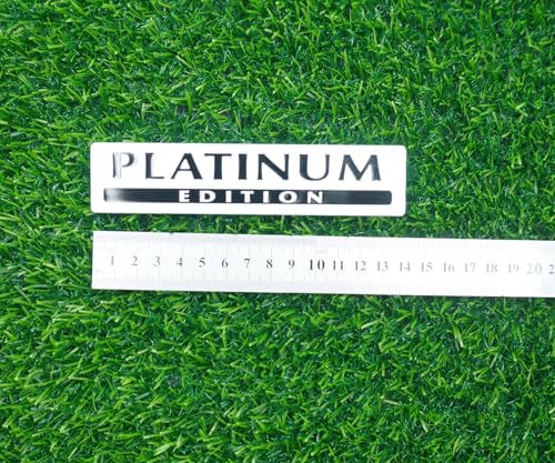 Image of 2Pc Aluminum Platinum Edition Emblem 3D Grill Trunk Fender Badge Nameplate Sticker Decor Replacement for Car (Black Silver)