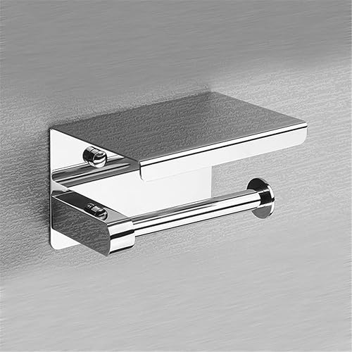 ZCMEB - Soporte de papel higiénico de acero inoxidable 304 con estante para teléfono, soporte de papel higiénico para baño