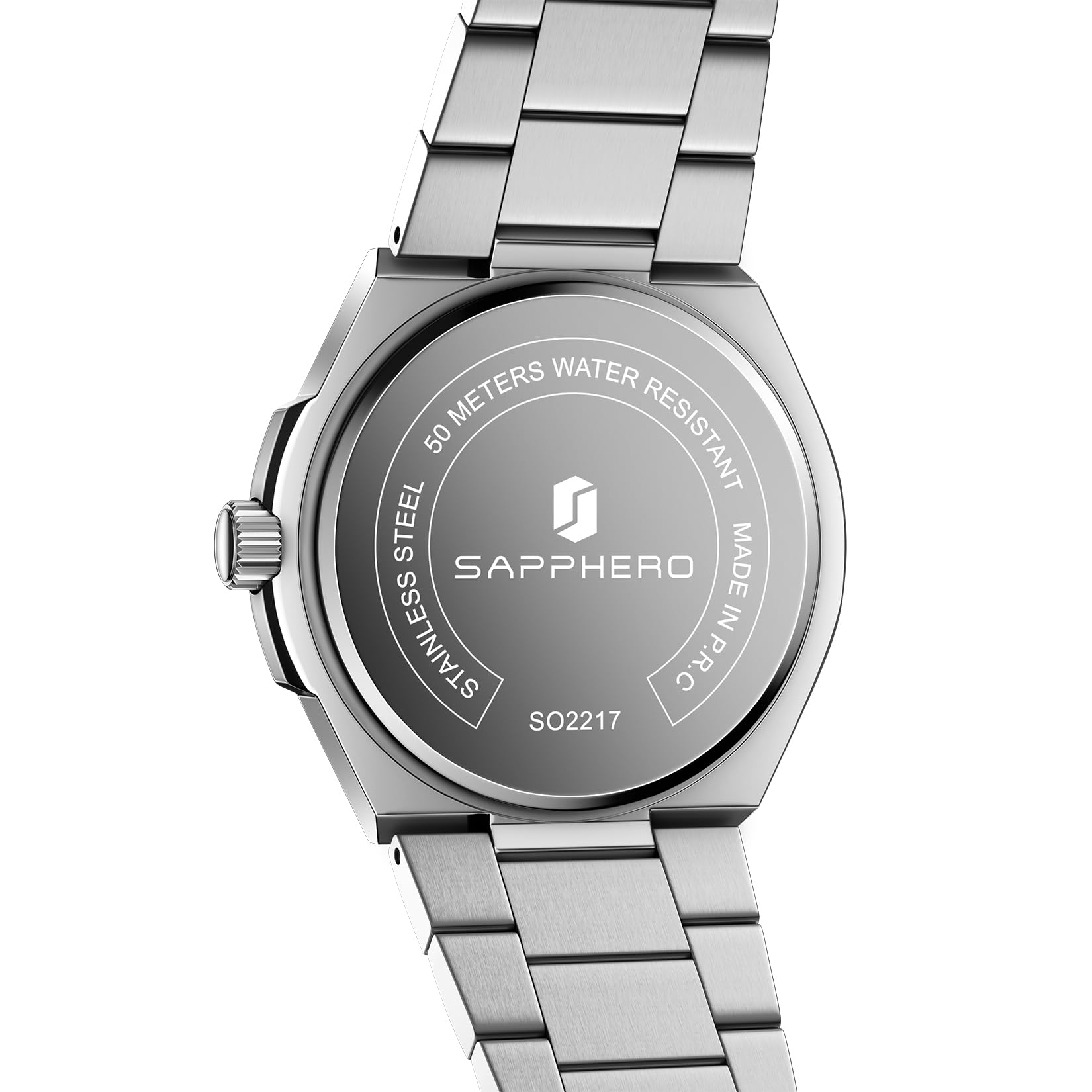 SAPPHERO Reloj analógico de cuarzo para hombre, esfera con fecha y números arábigos, resistente al agua 50 m, luminoso, estilo deportivo y corporativo, correa acero inoxidable y cuero, regalo elegante