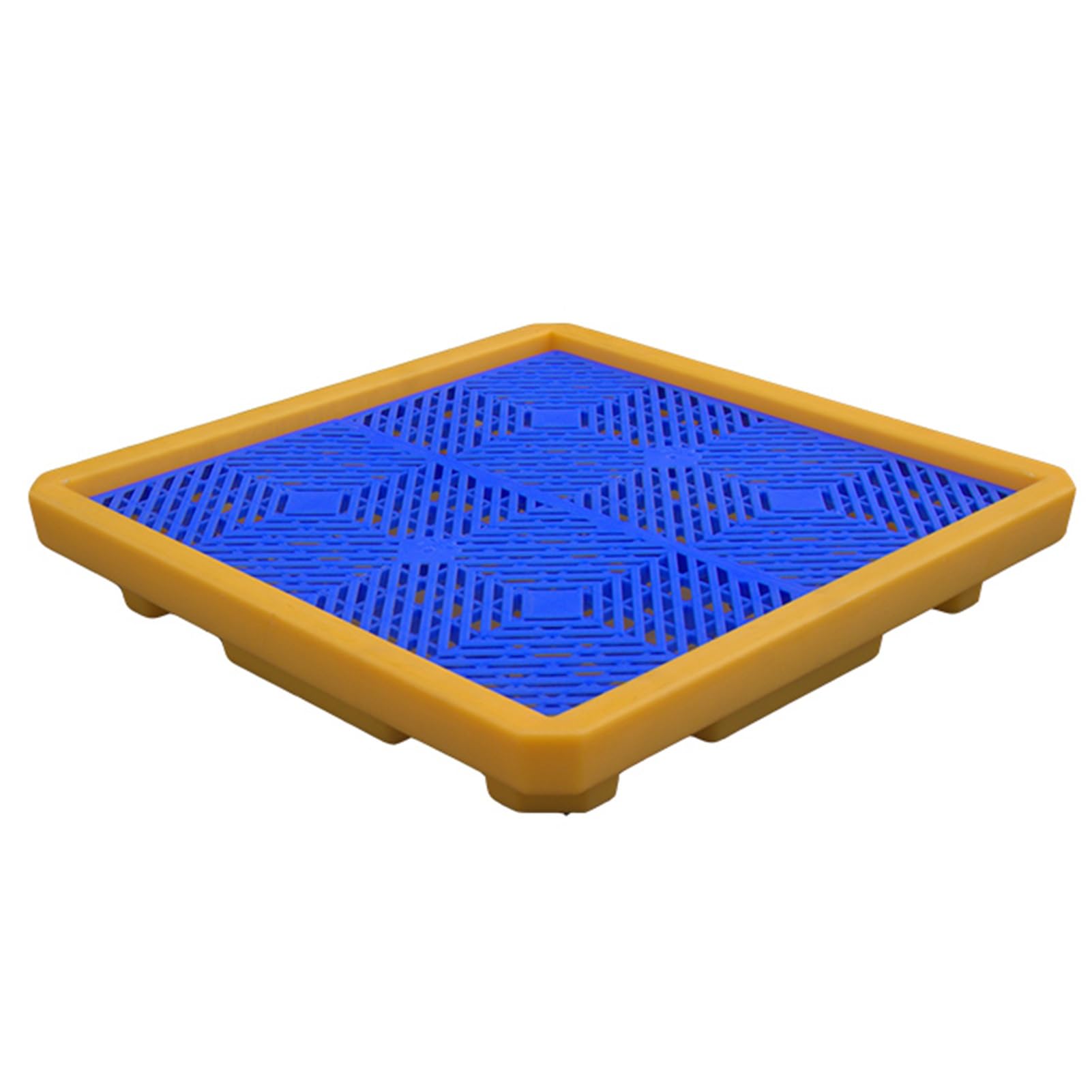 SGKOMN Oil Spill Containment Tray Yellow & Black Modular Polyethylene Platform Leakproof Spill Platform for Warehouses & Factories Stackable Design for Oil Drums, 26.57x26.57x4.72in/67.5x67.5x12CM