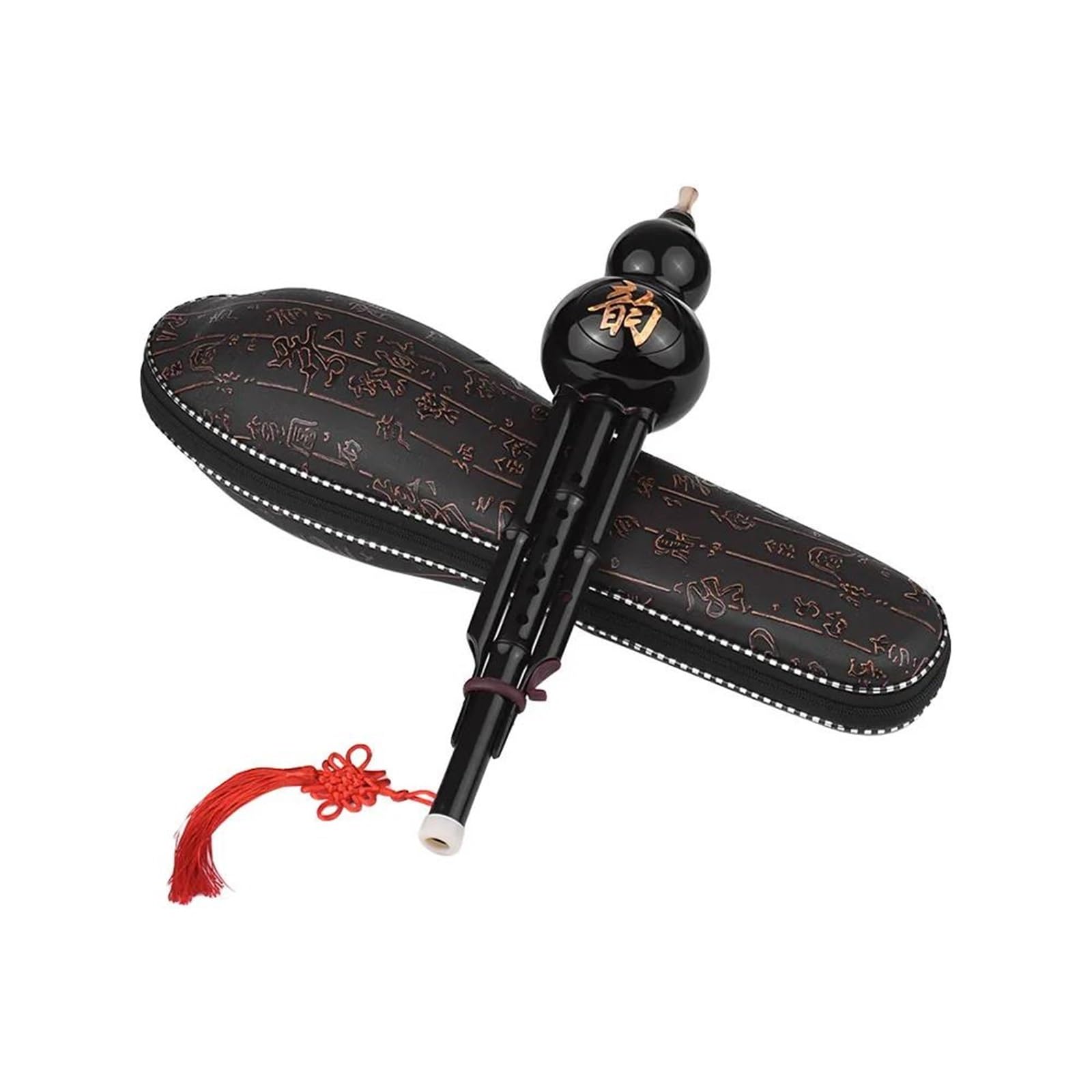 Flauta De Calabaza De Bambú Negro Hulusi Hecha A Mano Instrumento Musical Étnico En Clave De C Con Estuche(Type B)