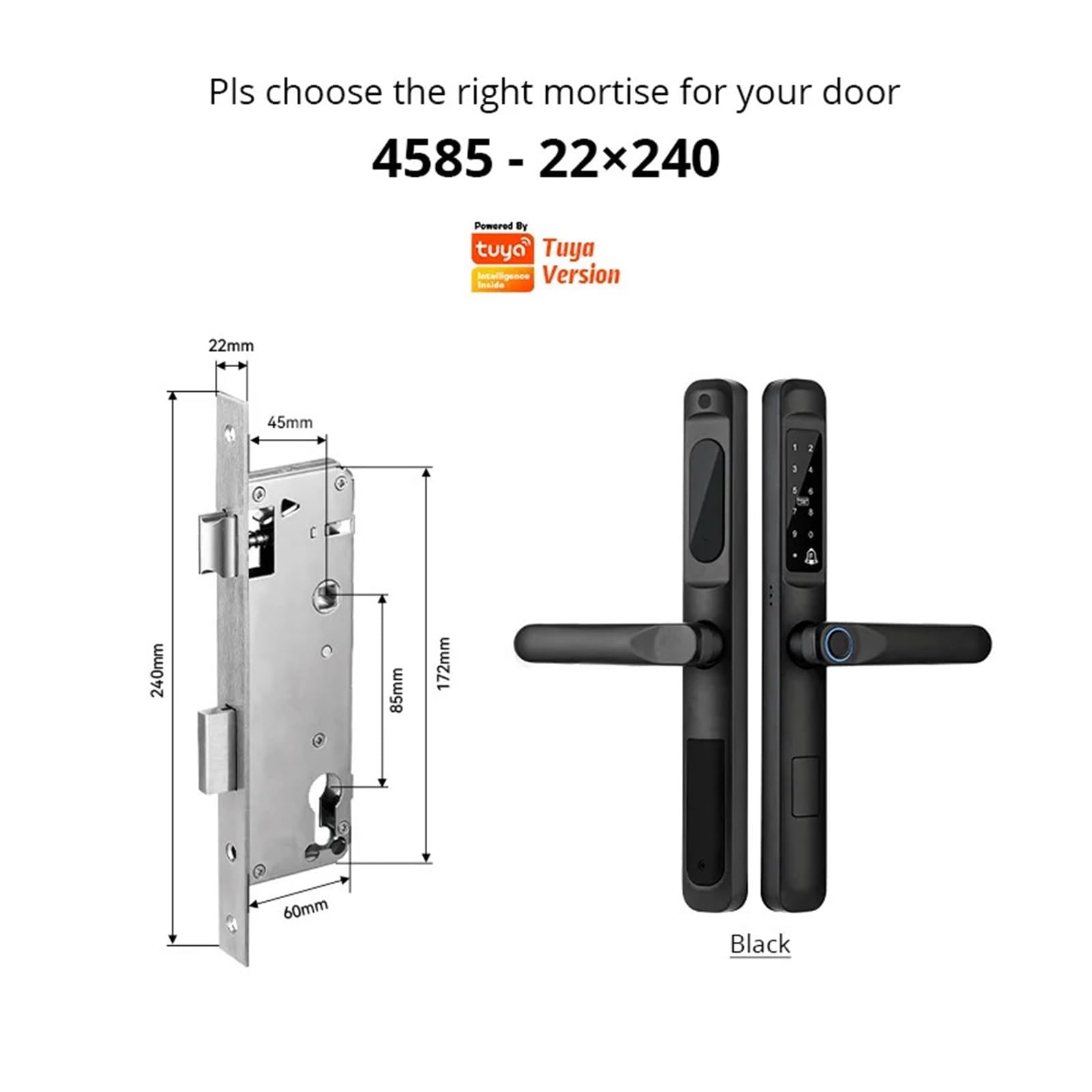Serrure de Porte Intelligente étanche Tuya WiFi, Serrure biométrique(A6 TYB 4585)