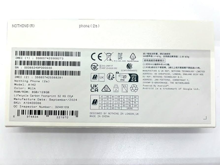 Amazon.co.jp: Nothing Phone(2a) ミルク【 国内版 SIMフリー