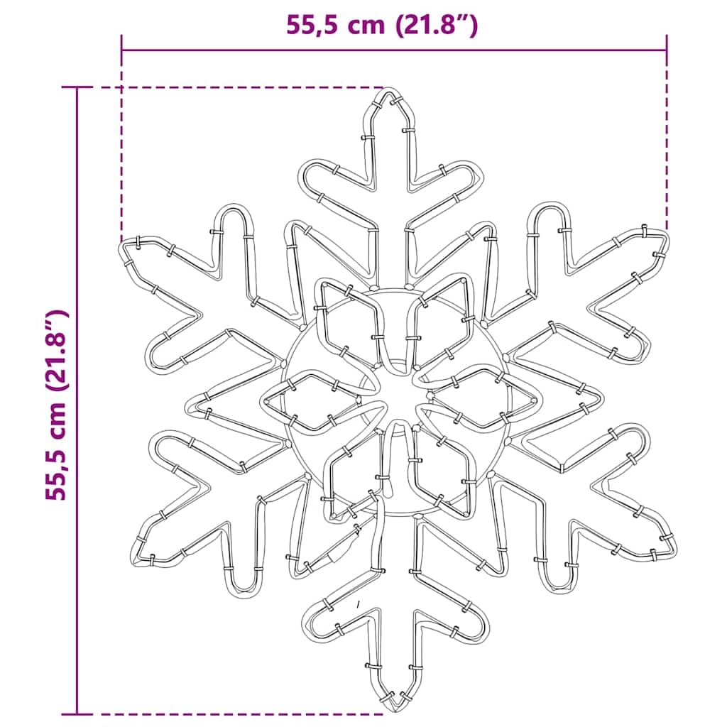 Podświetlany świąteczny płatek śniegu, niebieski, z PCW 55,5 x 55,5 x 0,75 cm z 156 diodami LED, do wewnątrz i na zewnątrz, świąteczna dekoracja do salonu, rodziny i na zimę