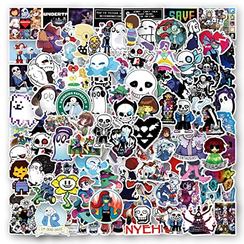 Undertale Pegatinas Pack 100 PCS |Pegatinas para automóvil, computadora portátil, botellas de agua, pegatinas para adolescentes Calcomanías de vinilo lindas