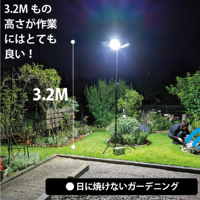 Amazon.co.jp: EIGERTOOL DC12V COB 3灯式スタンドライト 昼光色