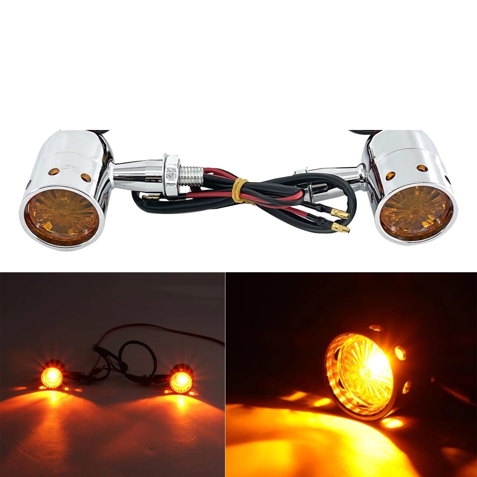 Indicatori di direzione per Moto 2 Pezzi per Tutte Le Moto universali 12V, indicatori di direzione Ambra da 10 mm, luci di Posizione Laterali Ambra, luci di Guida