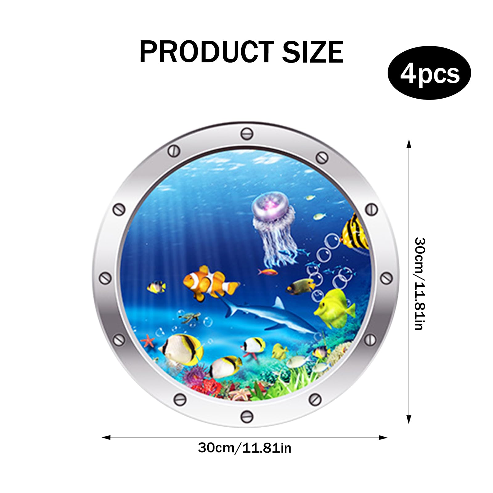 Zimoer 3D Underwater WorldWall &Sticker Pack, Sea Animals Decoration for Bathroom Bedroom, Baby Room, Children's Room - Image 2