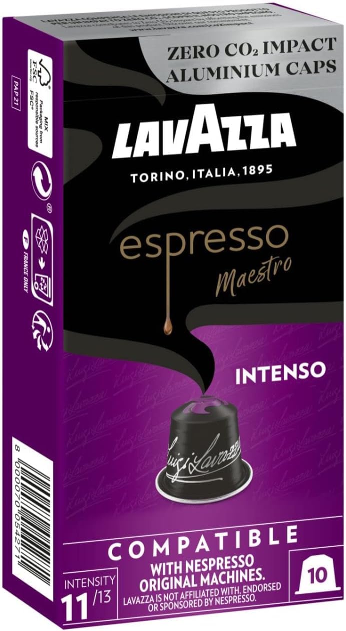 Lavazza, Espresso Maestro Intenso, Coffee Capsules Compatible with Original Nespresso Machines, with Notes of Cookies, Arabica and Robusta, Intensity 11/13, Medium Toasting (B0CV17CG19) Amazon Price History, Amazon Price Tracker