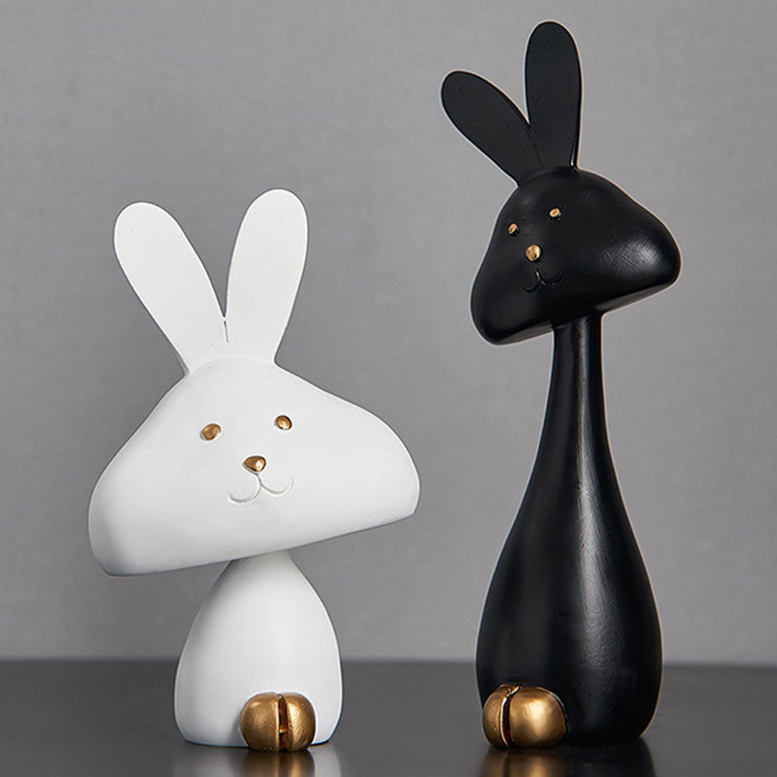 Amazon.co.jp: 彫像 かわいい樹脂の置物黒うさぎ工芸品動物の装飾