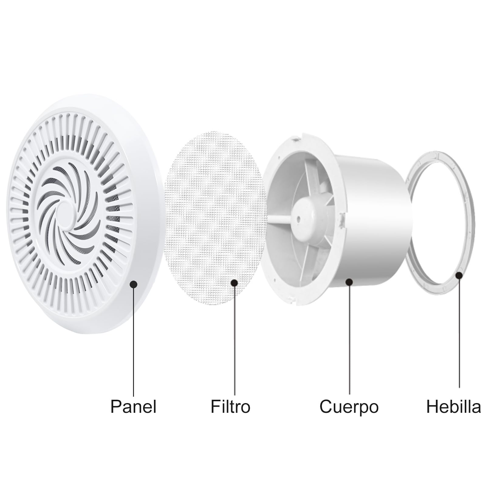 Ventilador de extracción 150mm 280m³/h 15W reversible de dos vías