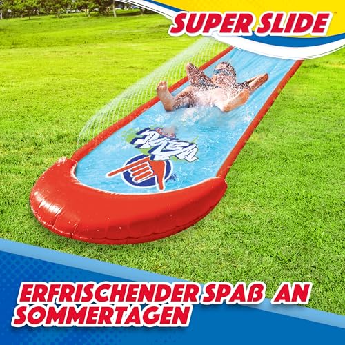 Wahu - SUPER SLIDE – Wasserrutsche 7,5 m für Kinder ab 5 Jahren – Wasserspielzeug Garten – Outdoor Wasserrutsche mit Sprinkler – Wasserbahn für Sommer – Einfach an Gartenschlauch anschließen