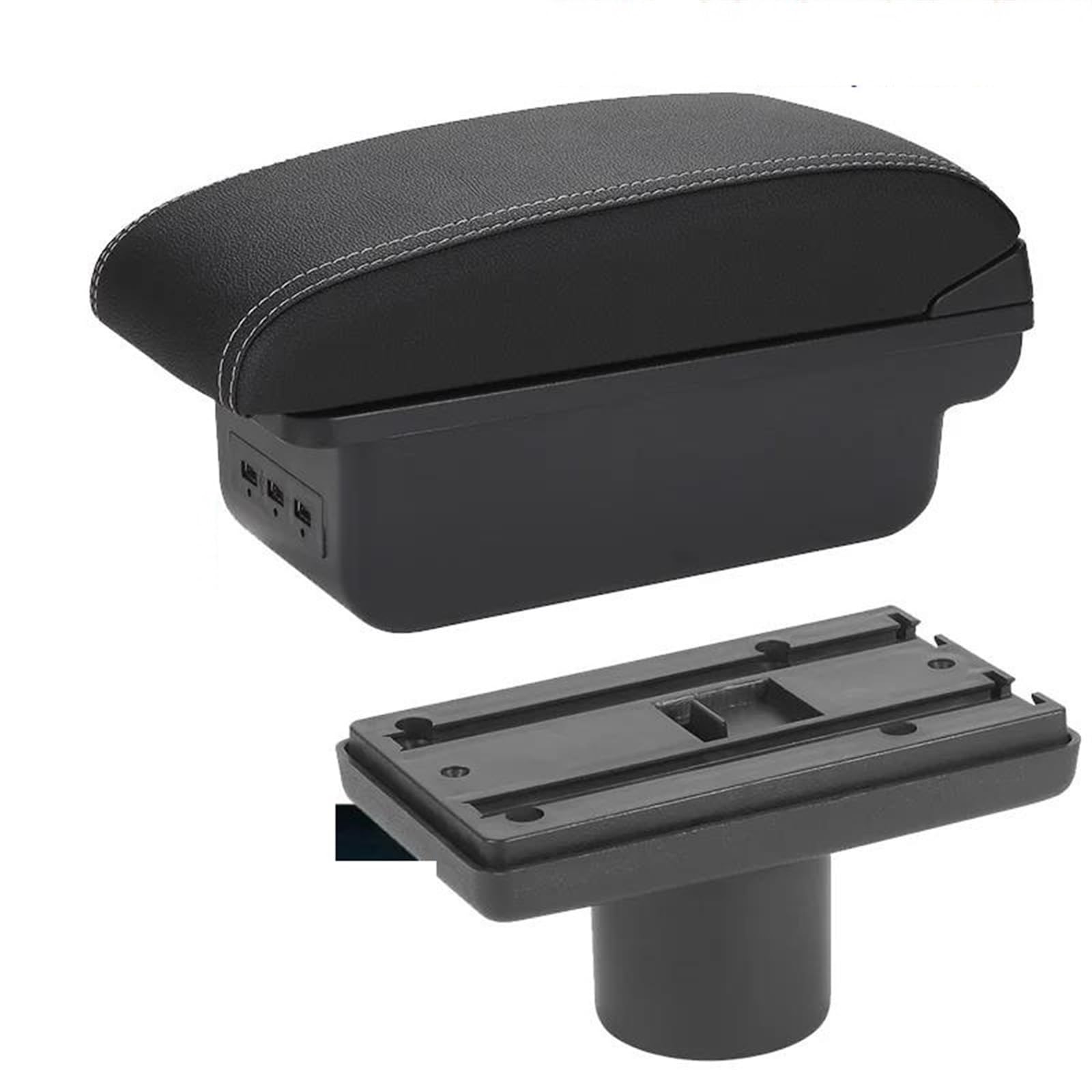 EDKAY Car Armrest Retrofit Parts Storage Box Car Accessories Interior Details for Seat for Ibiza 6j for Ibiza 6L (Color : B3 Black White 3USB6)