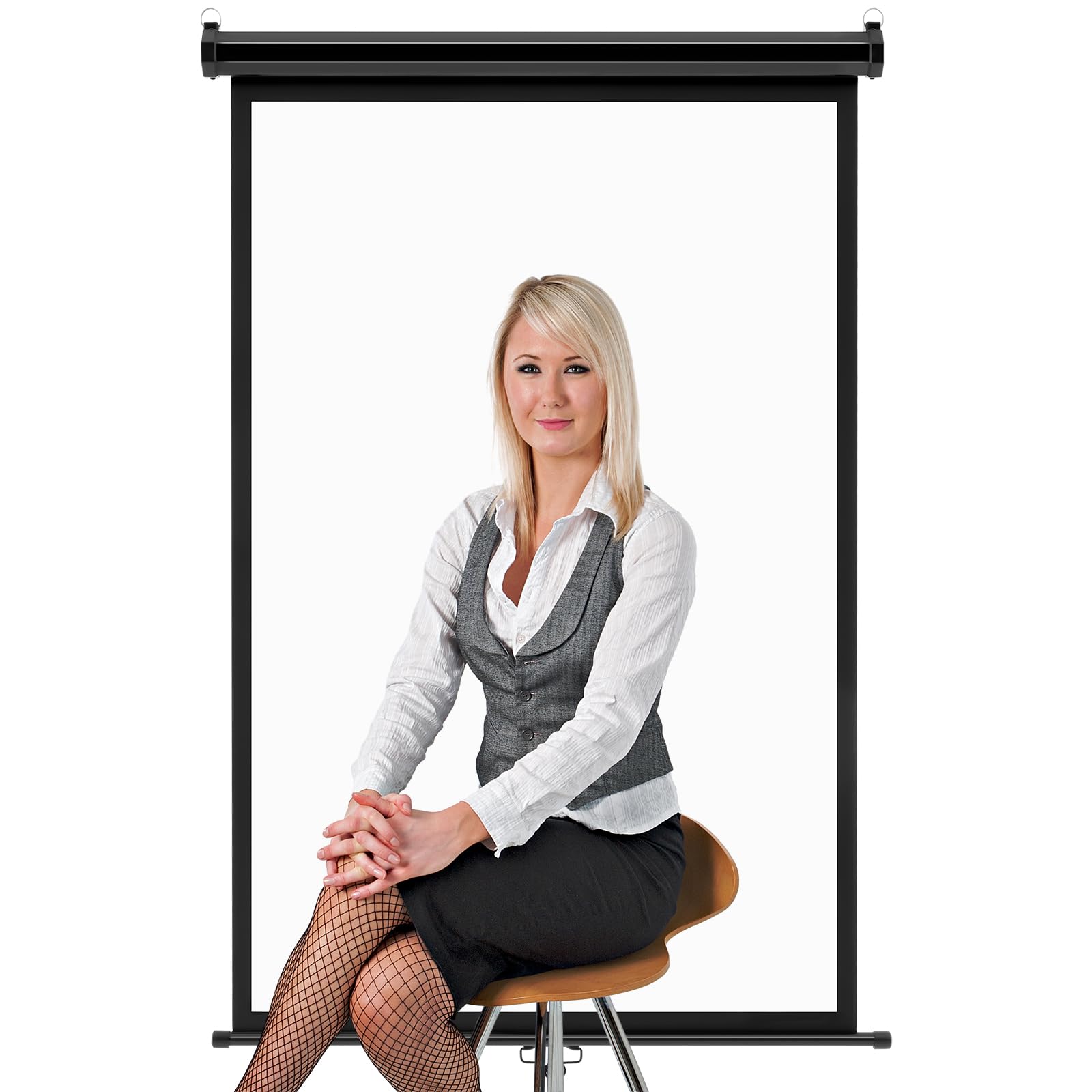 Colingmill Retractable White Backdrop Screen 36.2" x 55" ID Photo Portable Background Roll-up/Pull-Down Background Passport Auto Lock Photographic