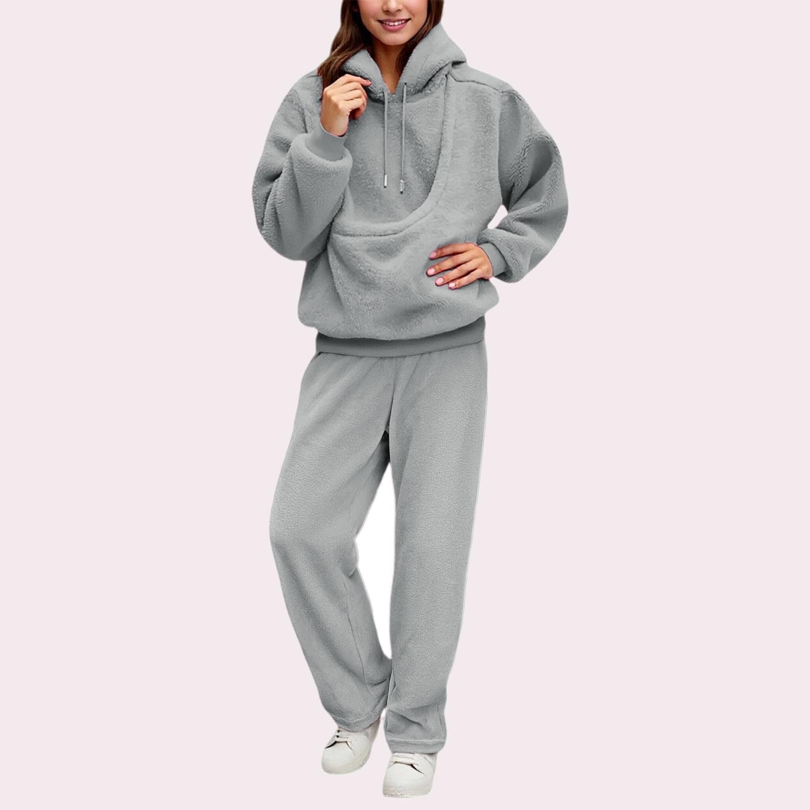 Lässiger Damen Trainingsanzug Zweiteiliges Outfit mit Tasche für Alltag Abenteuer