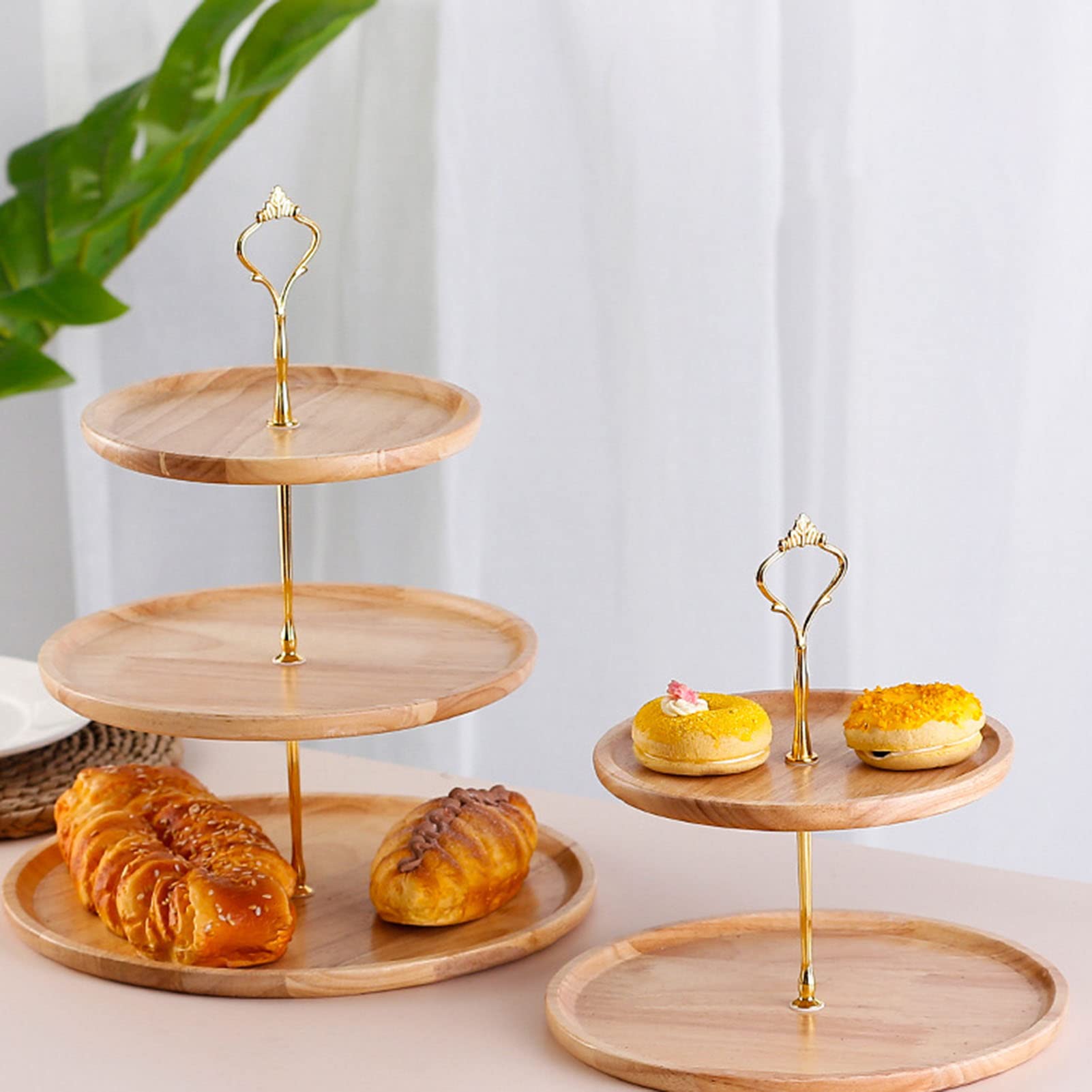 Plateau à Plusieurs Niveaux en Bois, Plateau de Service à 3 Niveaux, Support à Cupcakes en Bois, Support à Fruits pour Affichage de Table de Cuisine