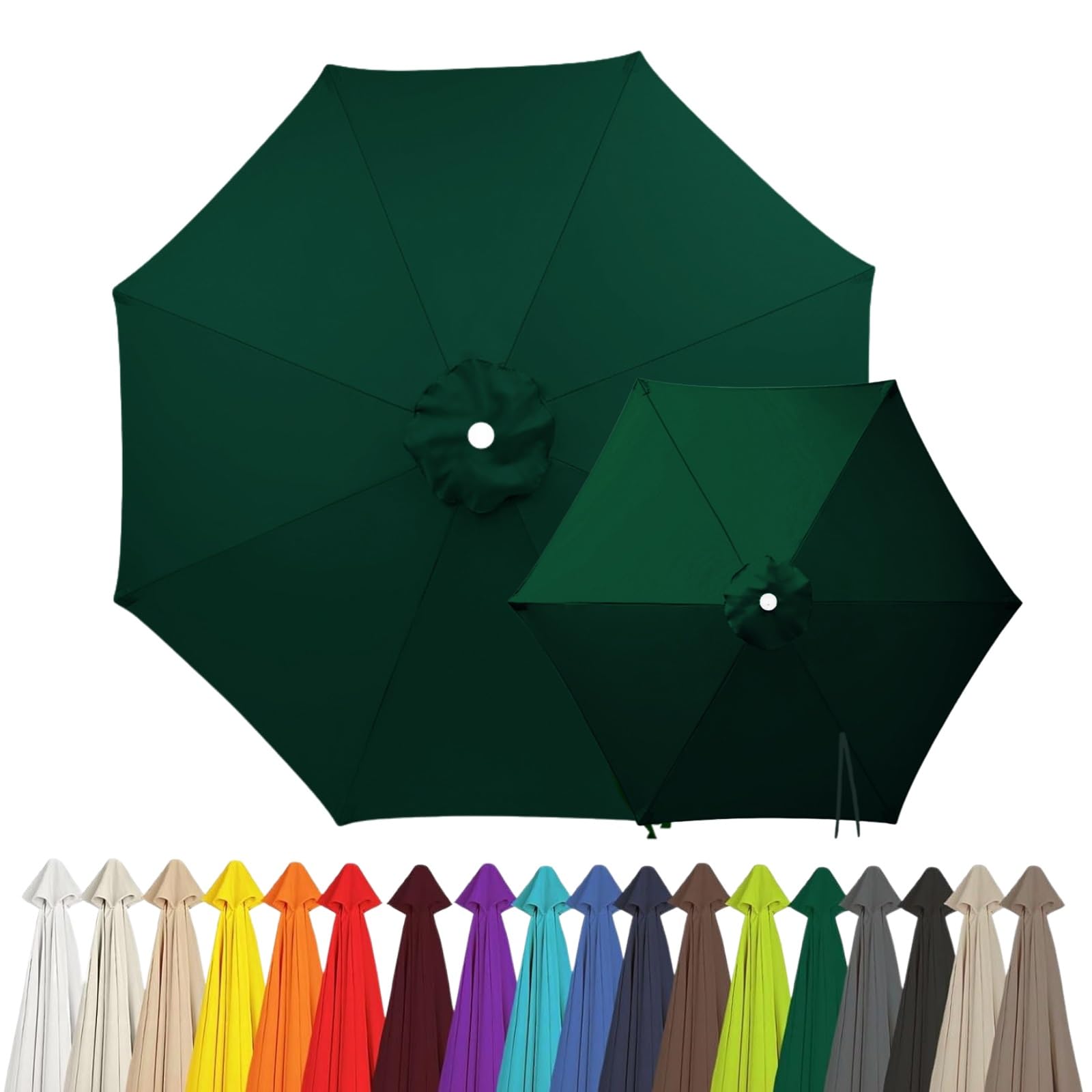 2m 2.15m 2.5m 2.7m 3.0m 4.0m Replacement Parasol Canopy for 6/8 Arms, Waterproof Outdoor Garden Parasol Fabric Cover, UV Protection Sun Shade Replacement Top Only(Dark Green,8-RIBS-10.8FT/3.30m)