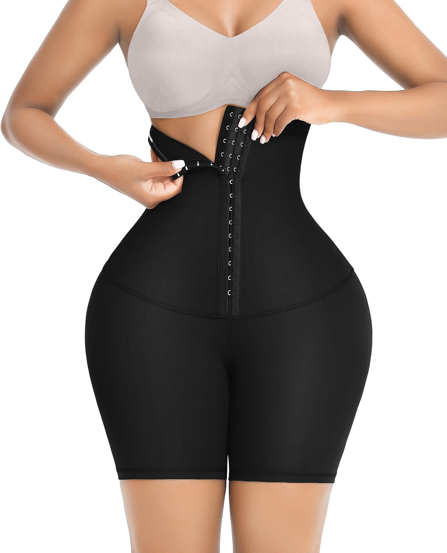 FeelinGirlHigh Waist Shapewear for Women Tummy Control Thigh Slimmer Body Shaping Underwear Hook and Eye Butt Lifter Leggings with Pockets Black S-3XL