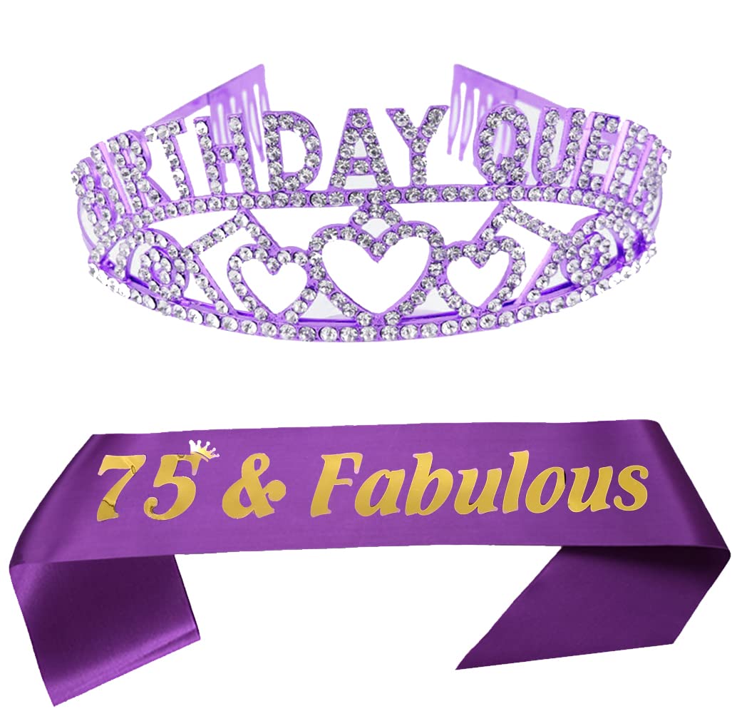 Birthday Queen Crowns and Sash Kit for Women Birthday Tiara Kit Cystal Tiara Princess Crowns Birthday Party Favor