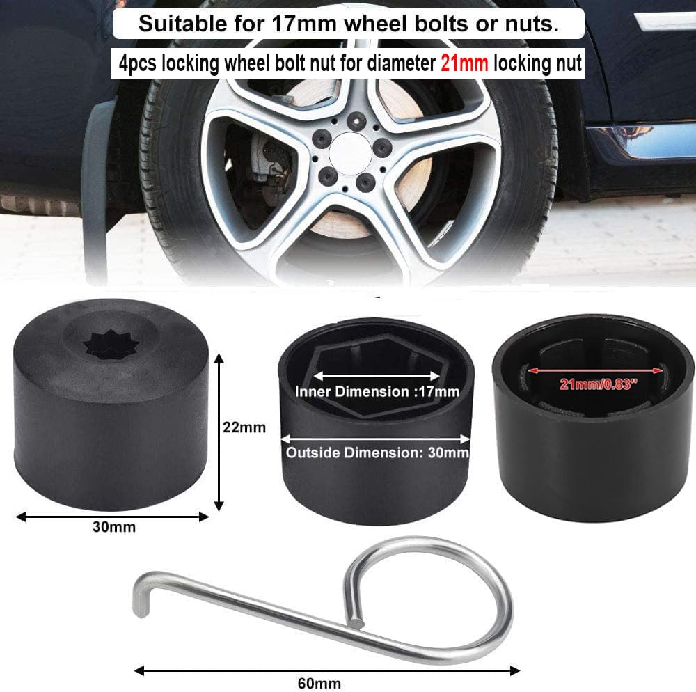 20 Pezzi Copri Bulloni Ruota 17 Mm Nero - 4 Antifurto + 16 Normali Con Strumento - Foto 10