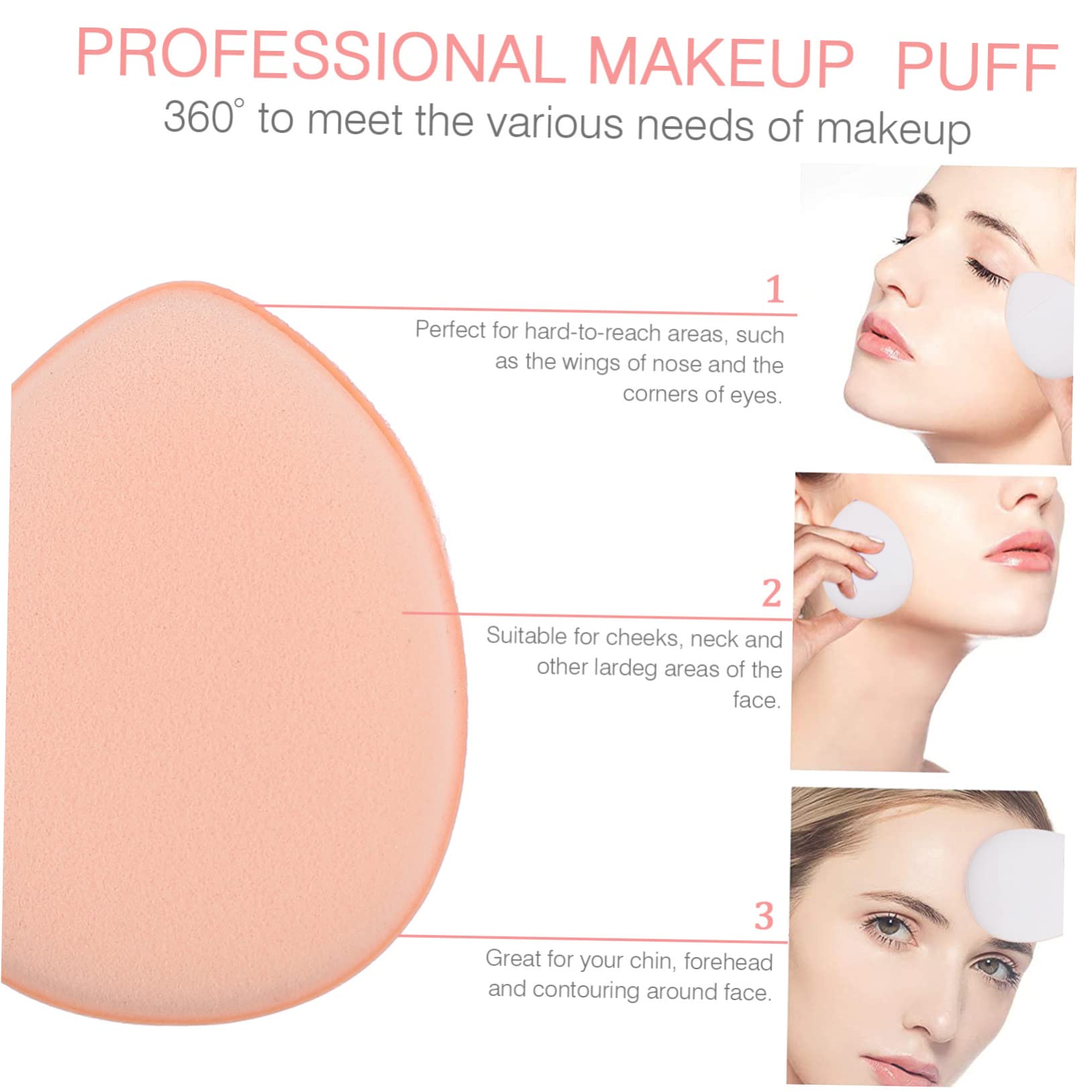 FRCOLOR 60pezzi Mini Spugne Per Trucco Puff Per Polvere Fissante Applicatore Per Viso Con Manico Per Uso Secco e Facile Trasporto