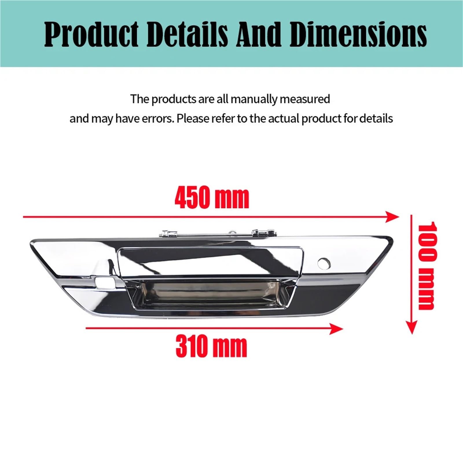 fundas de manija para puerta Trim Manija de puerta trasera con orificios para llave cámara 69090-0K110 690900K110 Compatible Toyota Hilux Revo 2015-2018 Manilla Tirador Lateral(Silver A)