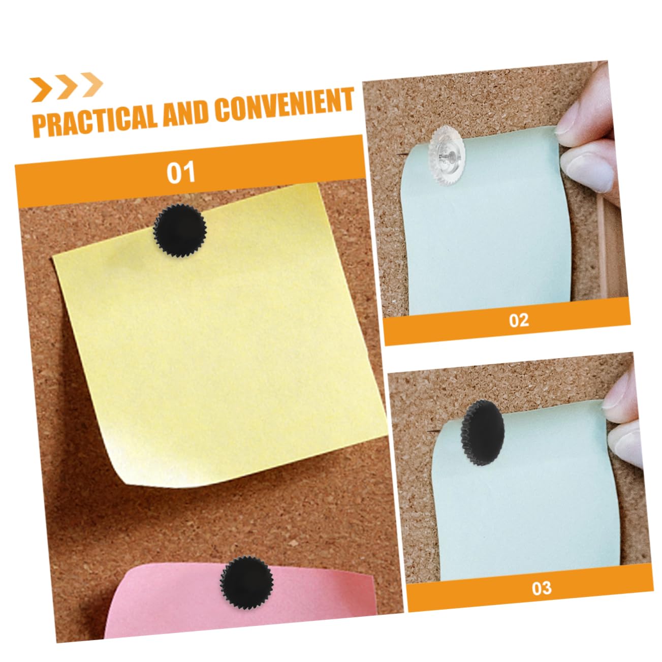 Uonlytech 5 Sätze Pushpins Für Pinnwand Transparente Reißnägel Schwarze Pinnwandstecker Für Büro Und DIY Projekte Praktisch Für Nachrichten Und Notizen Boxen À 200 Stück * 5