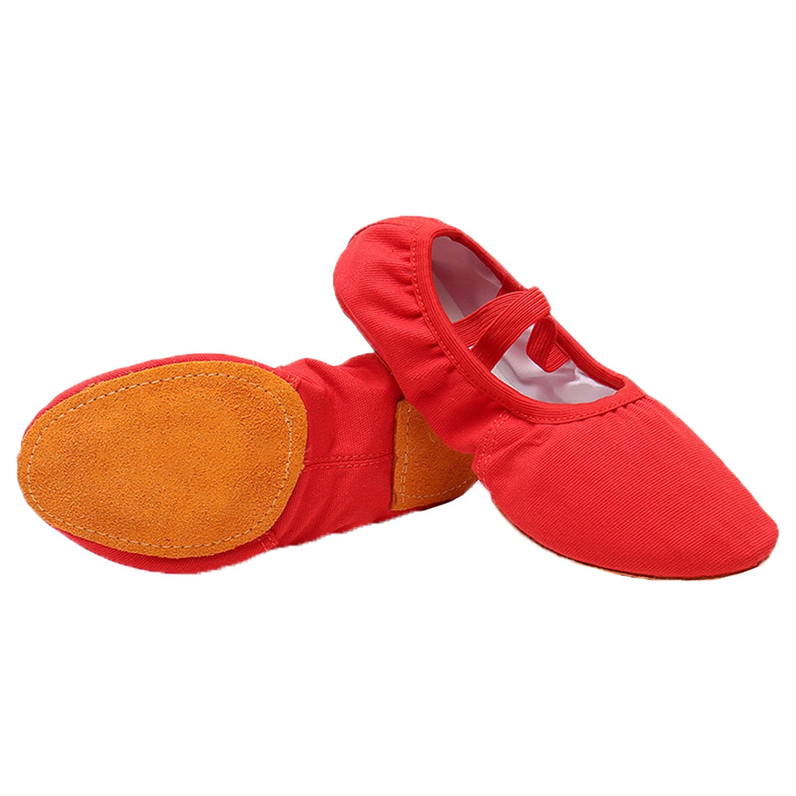 Ballettschuhe Damen Canvas Tanzschuhe Mit Ledersohle Ballettschläppchen, 42