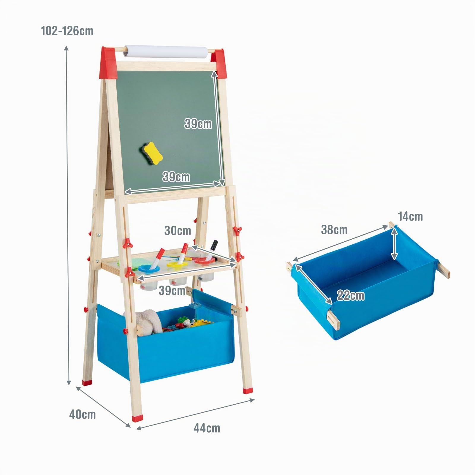 HOMASIS Chevalet Enfant Double Face, Réglable en Hauteur